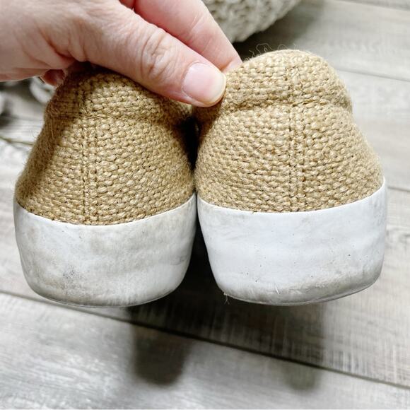 ASOS Embroidered Leopard Burlap Slip On Platform Sneakers Tan Black Size 9 - Picture 7 of 8